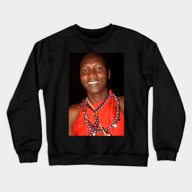 Moran Portrait, Maasai, or Masai, of Kenya & Tanzania Crewneck Sweatshirt by Carole-Anne